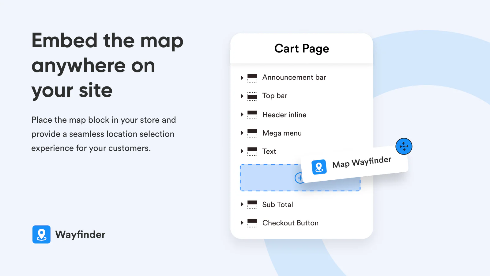 Embed the Wayfinder map block in Shopify theme editor